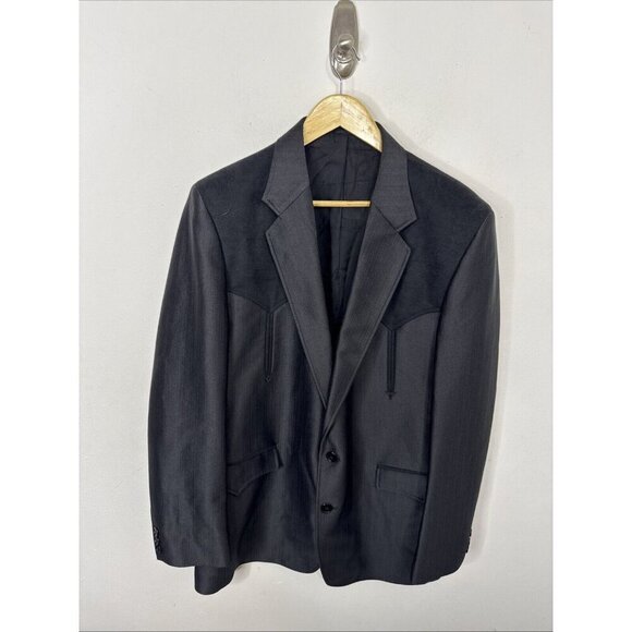Circle S Men 44L Tall Black Western Blazer Sports Coat Cowboy USA